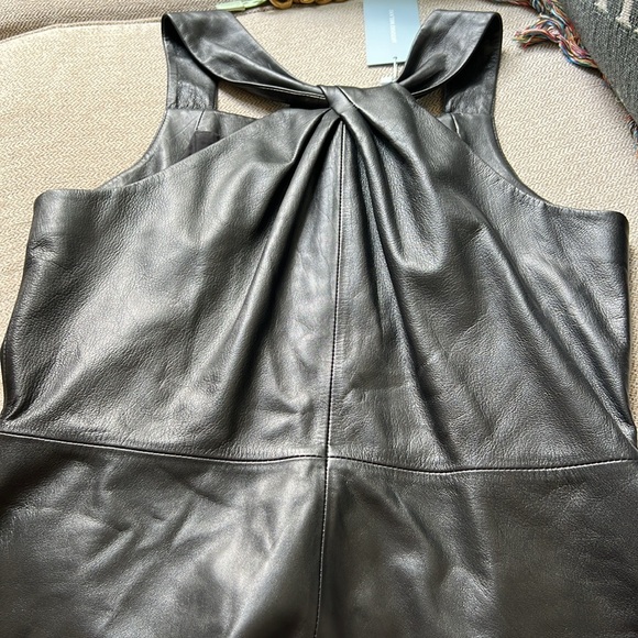 Antonio Melani Jessica Twisted Halter Neck Genuine Leather Sheath Mini Dress - Picture 5 of 16